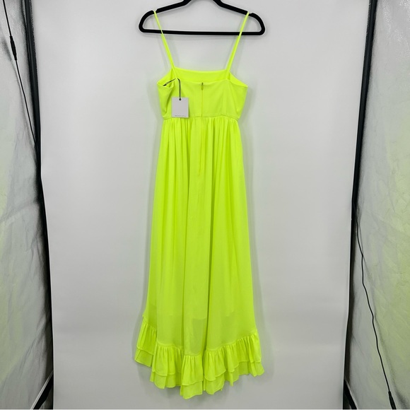 NWT Kleid For Her Neon Yellow High Low Midi Maxi Dress Asymmetrical Size XS - Picture 9 of 13